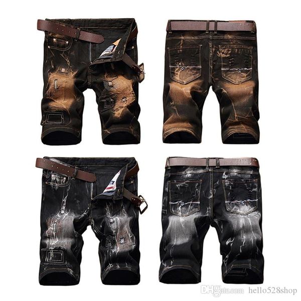 28-42 fashion mens knee length jeans male patch retro tide ripped pants elastic hole trousers shorts for men sale, Blue
28-42 fashion mens knee length jeans male patch retro tide ripped pants elastic hole trousers shorts for men sale, Blue