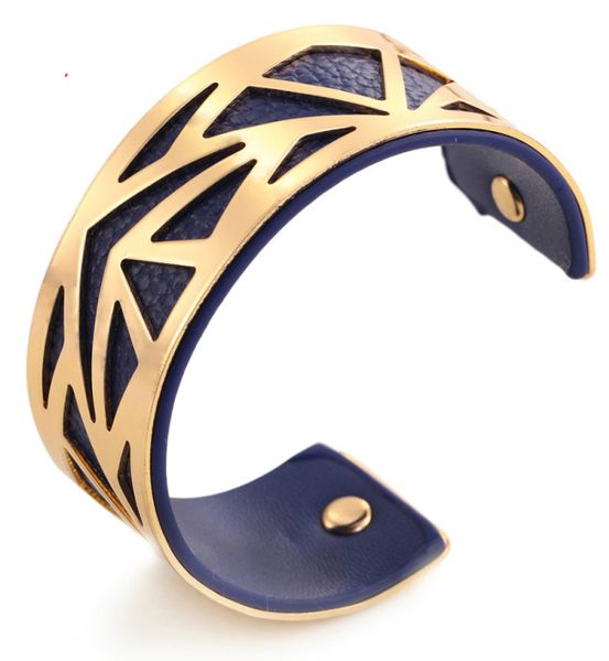 womens bangle bracelet gold navy color wide metal geometric striped leather bracelet alloy cuff bangle jewelry, Black
womens bangle bracelet gold navy color wide metal geometric striped leather bracelet alloy cuff bangle jewelry, Black
