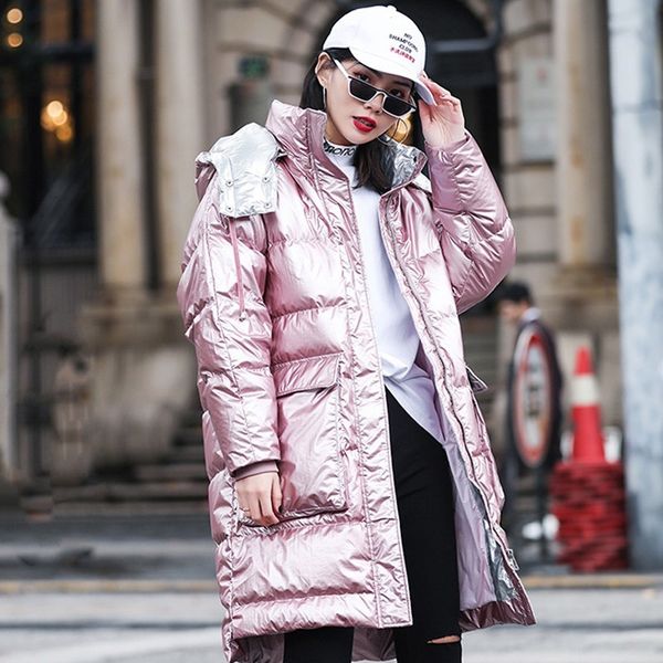 glossy winter coat women hooded long overcoat loose down cotton jacket women parka thick warm outerwear plus size padded jacket, Black
glossy winter coat women hooded long overcoat loose down cotton jacket women parka thick warm outerwear plus size padded jacket, Black
