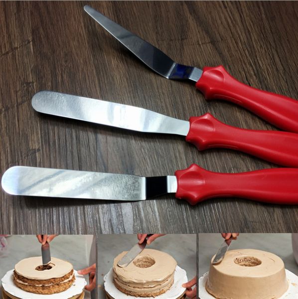 

bake cultivate tool stainless steel three-piece cream spatula baking cake release scraper jam wipe scraper