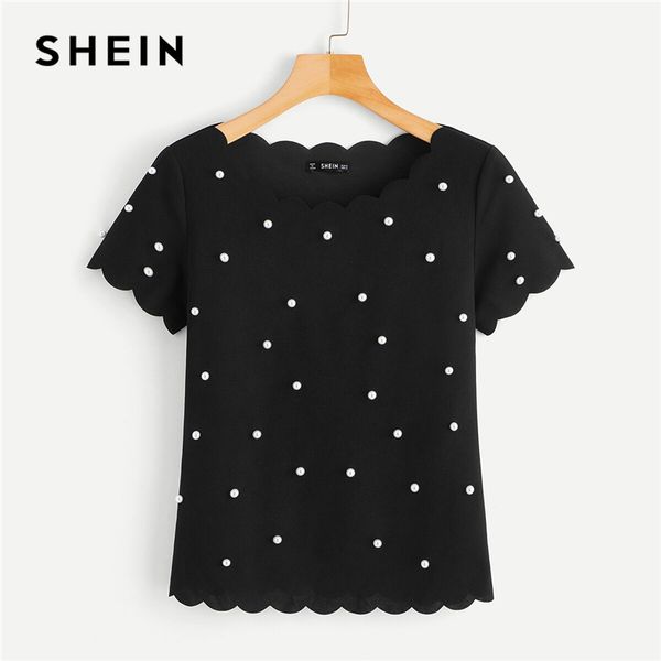 women's blouses & shirts shein scallop trim pearls beaded 2021 solid elegant slim fit summer short sleeve womens clothing and, White
women's blouses & shirts shein scallop trim pearls beaded 2021 solid elegant slim fit summer short sleeve womens clothing and, White