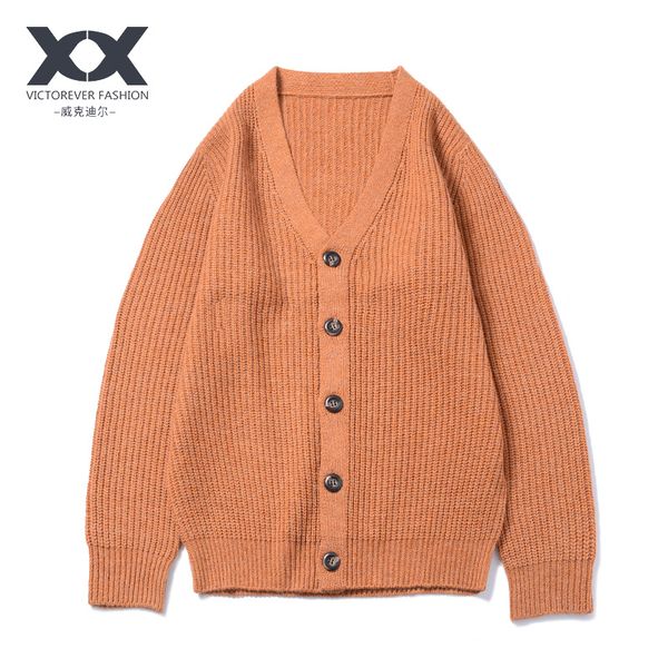 japanese knit cardigan men's coat thick needle casual solid color v-neck youth retro sweater male lovers, White;black
japanese knit cardigan men's coat thick needle casual solid color v-neck youth retro sweater male lovers, White;black