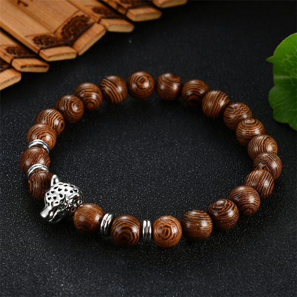 beaded, strands trendy 8mm wenge wood beads bracelet for women men leopard head bangles jewelry gift, Black
beaded, strands trendy 8mm wenge wood beads bracelet for women men leopard head bangles jewelry gift, Black
