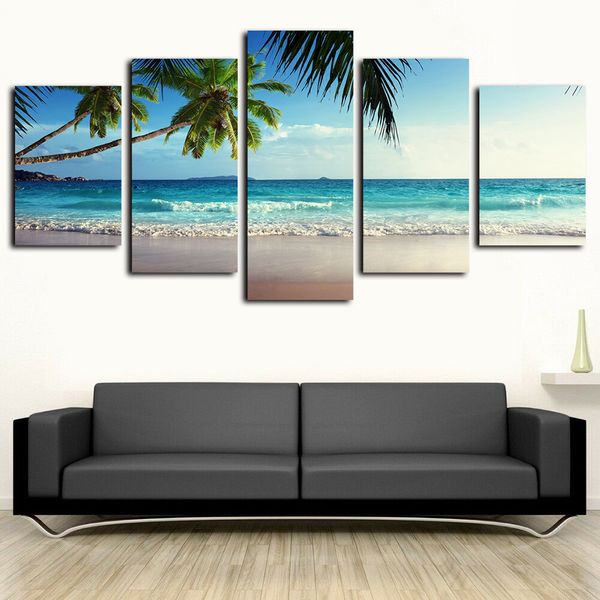 5 panels canvas wall art coconut tree blue sky and ocean beach seascape paintings poster print on canvas oil painting wall artworks
5 panels canvas wall art coconut tree blue sky and ocean beach seascape paintings poster print on canvas oil painting wall artworks