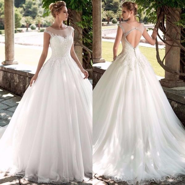 gorgeous a line wedding dresses scoop cap sleeves soft tulle beaded crystal vestidos de novia princess sweep train bridal dresses, White
gorgeous a line wedding dresses scoop cap sleeves soft tulle beaded crystal vestidos de novia princess sweep train bridal dresses, White