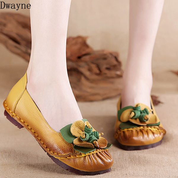 the first layer of leather single shoes female national wind flat bottom soft soft bottom shoes, Black