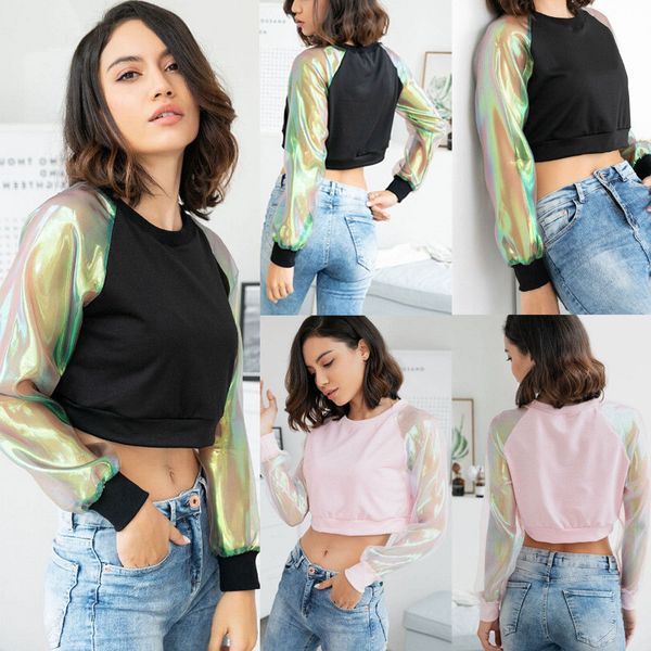 2019 new style fashion women crew neck ladies sleeve casual patchwork see through short blouse top, White
2019 new style fashion women crew neck ladies sleeve casual patchwork see through short blouse top, White