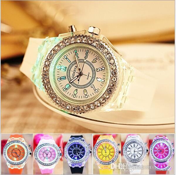 luxury diamond led night light geneva watch crystal luminous men and women wristwatch slicone band rhinestone quartz watches, Blue
luxury diamond led night light geneva watch crystal luminous men and women wristwatch slicone band rhinestone quartz watches, Blue