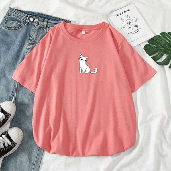 women 100% cotton cute cat cartoon tshirt harajuku casual short sleeve t shirt femmal summer solid streetwear tee -4xl, White
women 100% cotton cute cat cartoon tshirt harajuku casual short sleeve t shirt femmal summer solid streetwear tee -4xl, White