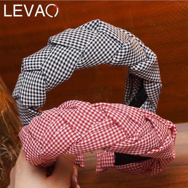 levao new plaid braid knotted headband women hair accessories houndstooth hairband hair bands girls twist headbands headdress