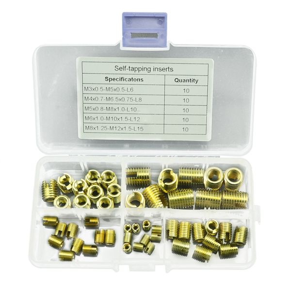 thread insert-50pcs brass tone self tapping thread slotted inserts combination set repair tool
thread insert-50pcs brass tone self tapping thread slotted inserts combination set repair tool