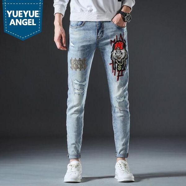 autumn winter thick mens hole ripped casual denim pants fashion embroidery diamonds straight stretch male full length trousers, Blue
autumn winter thick mens hole ripped casual denim pants fashion embroidery diamonds straight stretch male full length trousers, Blue