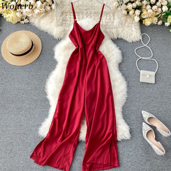 woherb new arrival solid color v neck sleeveless jumpsuit back zipper wide leg pants overalls korean fashion beach style 91695, Black;white
woherb new arrival solid color v neck sleeveless jumpsuit back zipper wide leg pants overalls korean fashion beach style 91695, Black;white