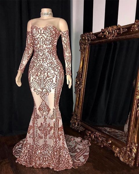 2020 new rose gold sequins mermaid african evening dresses wear long sleeves off shoulder sequined formal evening dress party gowns, Black;red
2020 new rose gold sequins mermaid african evening dresses wear long sleeves off shoulder sequined formal evening dress party gowns, Black;red