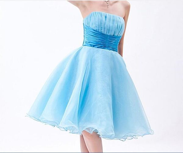 strapless sky blue ball gown homecoming dress with pleat organza knee-length graduation prom party gown bh14, Red
strapless sky blue ball gown homecoming dress with pleat organza knee-length graduation prom party gown bh14, Red