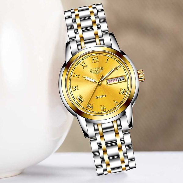 lige fashion watch women quartz women's watches luxury brand date week stainless steel female dress clock, Slivery;brown
lige fashion watch women quartz women's watches luxury brand date week stainless steel female dress clock, Slivery;brown