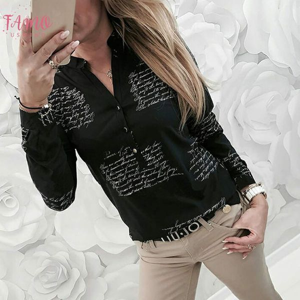 large long sleeve size v neck shirt women letters printing button blouse black color women long sleeve loose blusas mujer pt, White
large long sleeve size v neck shirt women letters printing button blouse black color women long sleeve loose blusas mujer pt, White