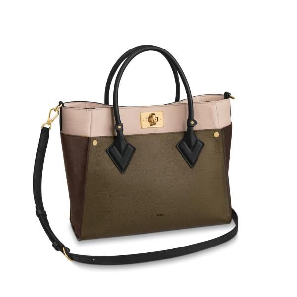 5a m55302 30.5cm cabas on my side calfskin with canvas handles shoulder handbags,with dust bag,dhl ing