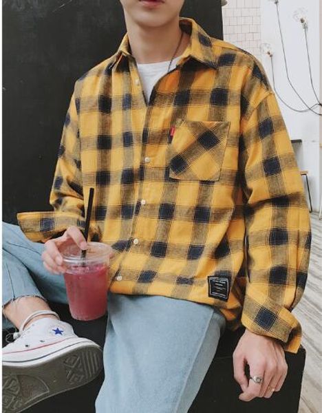 new long sleeve shirt men women casual shirt korean plaid shirts male hawaiian beach fashion harajuku, White;black
new long sleeve shirt men women casual shirt korean plaid shirts male hawaiian beach fashion harajuku, White;black