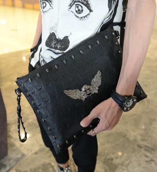 factory sales brand personality male bag punk skull head leather hand bag men sportswear mens shoulder rivet large capacity
factory sales brand personality male bag punk skull head leather hand bag men sportswear mens shoulder rivet large capacity