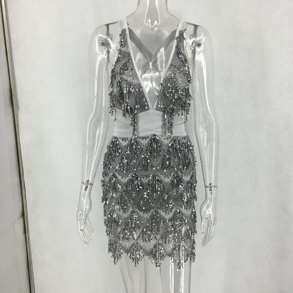 2020 new spot european and american dress nightclub backless sequins six colors, White;black
2020 new spot european and american dress nightclub backless sequins six colors, White;black