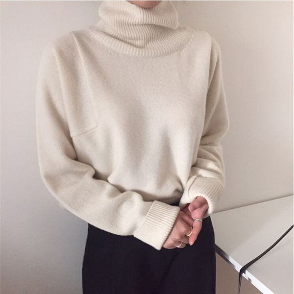 2019 new women sweaters autumn winter pullover turtleneck solid minimalist elegant office women loose, White;black
2019 new women sweaters autumn winter pullover turtleneck solid minimalist elegant office women loose, White;black