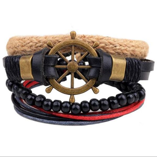 4pcs/ set punk braided wrap leather bracelets for men women vintage wooden beads ethnic tribal wristbands men bracelet bangles, Black
4pcs/ set punk braided wrap leather bracelets for men women vintage wooden beads ethnic tribal wristbands men bracelet bangles, Black