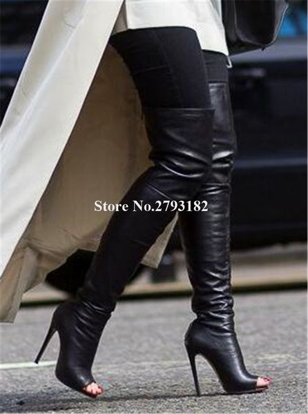 women elegant fashion peep toe black leather over knee stiletto heel boots back zipper-up slim long high heel boots dress heels
women elegant fashion peep toe black leather over knee stiletto heel boots back zipper-up slim long high heel boots dress heels