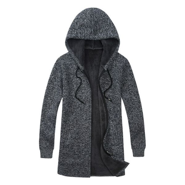 new sweater men clothes winter fashion thick warm long cardigan men with hood sweater coat with cotton liner zipper coats, White;black
new sweater men clothes winter fashion thick warm long cardigan men with hood sweater coat with cotton liner zipper coats, White;black