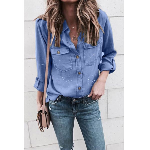 2019 women casual blouses and shirts long sleeve shirts pockets turn down collar shirt blusas femininas, White
2019 women casual blouses and shirts long sleeve shirts pockets turn down collar shirt blusas femininas, White