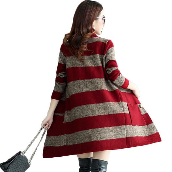 sweater cardigans women knitted long coat 2019 spring new big size loose outwear o-neck korean windbreaker jacket striped f161, White;black
sweater cardigans women knitted long coat 2019 spring new big size loose outwear o-neck korean windbreaker jacket striped f161, White;black