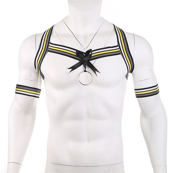 elastic band harness men shoulder straps chest bondage muscle halter belt with metal o-rings club party hollow costume, Black
elastic band harness men shoulder straps chest bondage muscle halter belt with metal o-rings club party hollow costume, Black