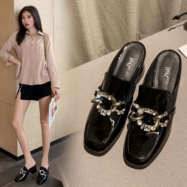baotou semi-slippers women's outside wear 2020 all-match muller shoes thick heel rhinestone high heel sandals women's shoes season, Black
baotou semi-slippers women's outside wear 2020 all-match muller shoes thick heel rhinestone high heel sandals women's shoes season, Black