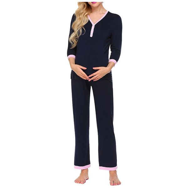 women clothes 2019 maternity long sleeve pajamas set nursing baby t-shirt +adjustable pants pajamas set embarazada 20, White
women clothes 2019 maternity long sleeve pajamas set nursing baby t-shirt +adjustable pants pajamas set embarazada 20, White