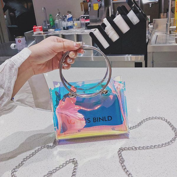 women transparent handbag letter laser composite bag chains fashion ring handle shoulder bag bolsa feminina sac a main
women transparent handbag letter laser composite bag chains fashion ring handle shoulder bag bolsa feminina sac a main