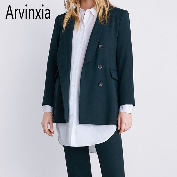 arvinxia new solid long sleeves women blazers fashion double breasted ladies coats chic loose open front pockets suit jackets, White;black
arvinxia new solid long sleeves women blazers fashion double breasted ladies coats chic loose open front pockets suit jackets, White;black