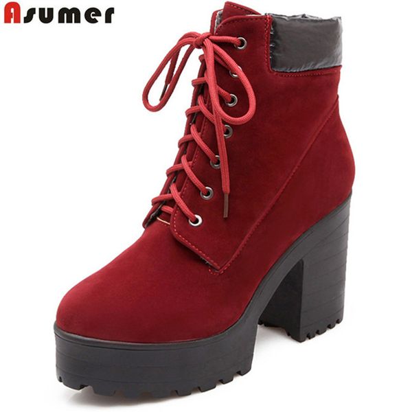 asumer new arrive women boots fashion square heels shoes flock lace up ankle boots simple comfortable, Black
asumer new arrive women boots fashion square heels shoes flock lace up ankle boots simple comfortable, Black