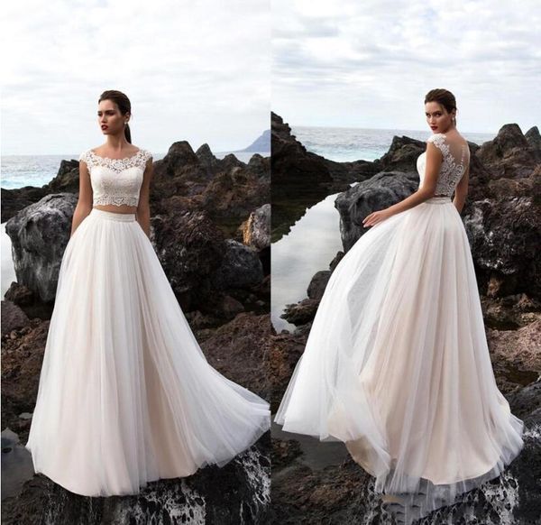 2019 two pieces boho wedding dresses lace tiers tulle country vestido de novia buttons back bridal gowns, White
2019 two pieces boho wedding dresses lace tiers tulle country vestido de novia buttons back bridal gowns, White
