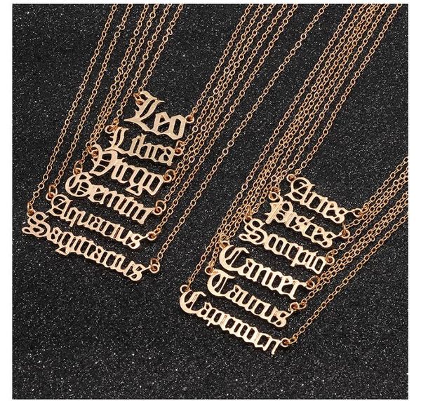 wholesale fashion creative twelve constellation necklace vintage golden english alphabet necklace jewelry gifts eub clavicle chain, Silver
wholesale fashion creative twelve constellation necklace vintage golden english alphabet necklace jewelry gifts eub clavicle chain, Silver