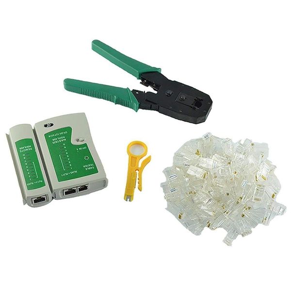 network ethernet lan kit 4 in 1 cable tester +crimping plier crimper + wire stripper +100x rj45 cat5 cat5e connector plug netw
network ethernet lan kit 4 in 1 cable tester +crimping plier crimper + wire stripper +100x rj45 cat5 cat5e connector plug netw