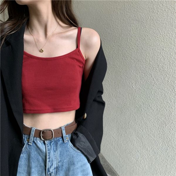 ladies solid color camisole women casual sleeveless short vest ladies stretchable summer female, White
ladies solid color camisole women casual sleeveless short vest ladies stretchable summer female, White