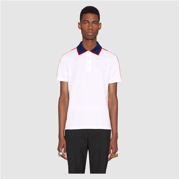 gc striped print button designer mens polos summer casual lapel mens luxury short sleeve tees, White;black
gc striped print button designer mens polos summer casual lapel mens luxury short sleeve tees, White;black