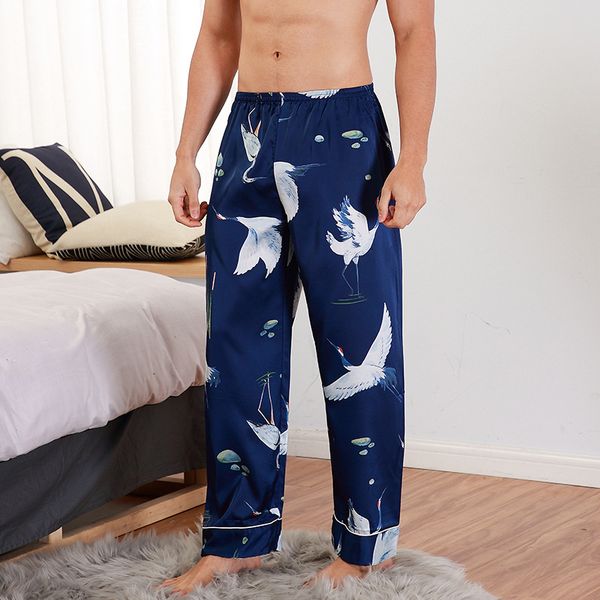 men sleep bottoms satin sleepwear soft nightgown pants elegant crane print pajama pants male lounge night wear, Black;brown
men sleep bottoms satin sleepwear soft nightgown pants elegant crane print pajama pants male lounge night wear, Black;brown