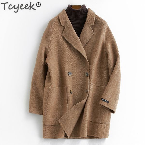 tcyeek womens winter clothing natural wool jacket korean fashion long coats female autumn spring double breasted coat lwl1306, Black
tcyeek womens winter clothing natural wool jacket korean fashion long coats female autumn spring double breasted coat lwl1306, Black