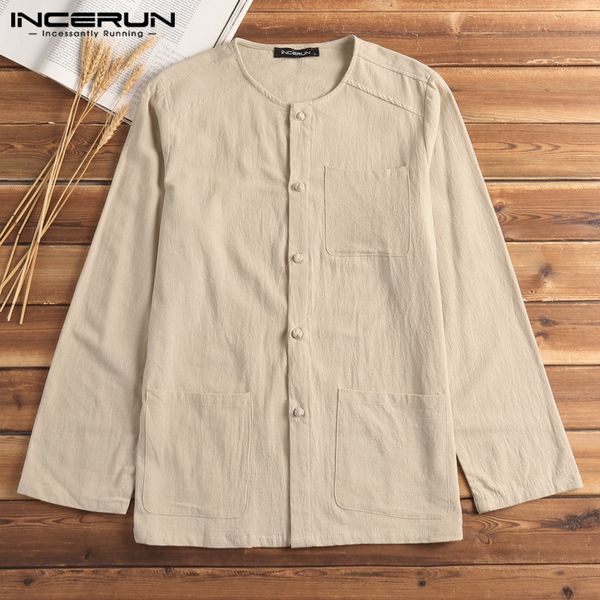incerun men shirt long sleeve cotton pockets men casual shirts button solid chinese style retro camisa masculina plus size, White;black
incerun men shirt long sleeve cotton pockets men casual shirts button solid chinese style retro camisa masculina plus size, White;black