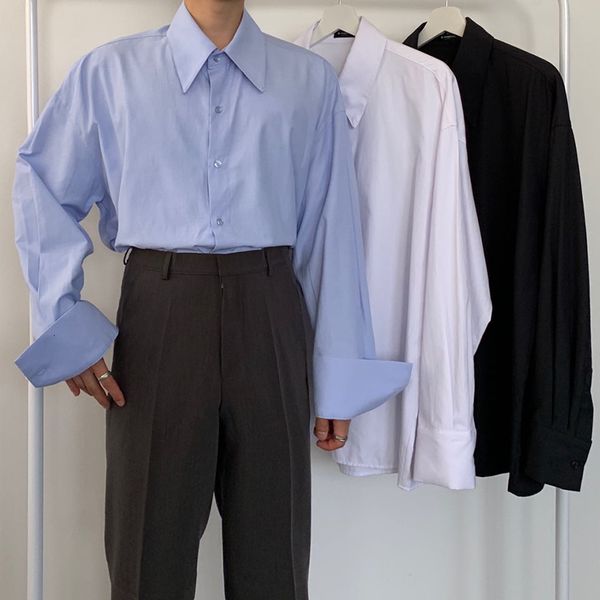 2019 winter new korean version of the trend loose harajuku solid color lazy wind three-color pointed collar casual couple shirt, White;black
2019 winter new korean version of the trend loose harajuku solid color lazy wind three-color pointed collar casual couple shirt, White;black