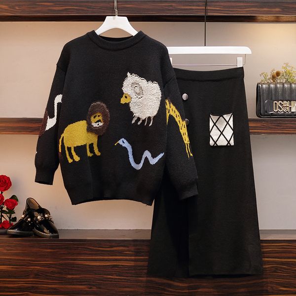increased size women's sweater skirt 2 pieces set 2019 sweater knitted skirt 2 sets fashion animal two piece dress suit, White
increased size women's sweater skirt 2 pieces set 2019 sweater knitted skirt 2 sets fashion animal two piece dress suit, White