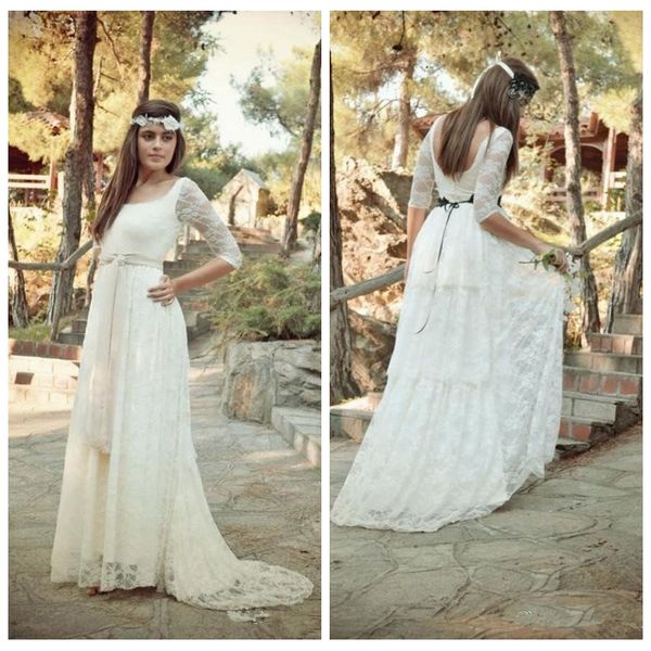 half sleeves lace a-line wedding dresses backless 2019 vintage garden long bridal gowns vestidos de mariee ladies, White
half sleeves lace a-line wedding dresses backless 2019 vintage garden long bridal gowns vestidos de mariee ladies, White