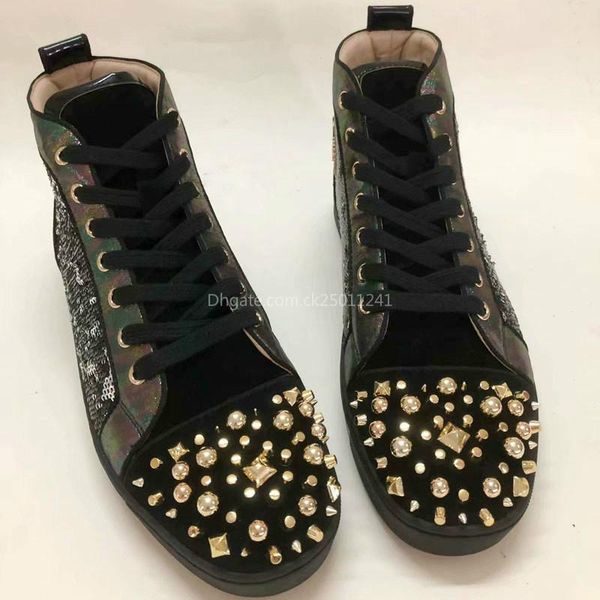 designer fashion shoes sneakers red bottom high spikes flats shoes for men women leather sneakers lace-up casual shoes with dust bag, Black
designer fashion shoes sneakers red bottom high spikes flats shoes for men women leather sneakers lace-up casual shoes with dust bag, Black
