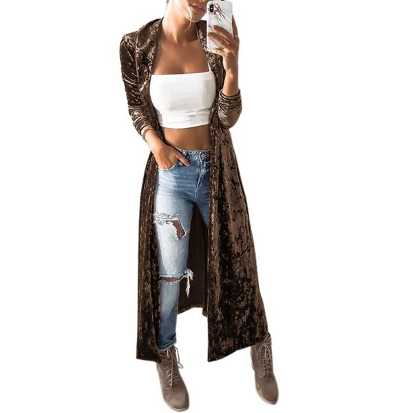 autumn velvet coat women ashion open front long sleeve lapel neck slim windbreaker party maxi long jacket, Tan;black
autumn velvet coat women ashion open front long sleeve lapel neck slim windbreaker party maxi long jacket, Tan;black
